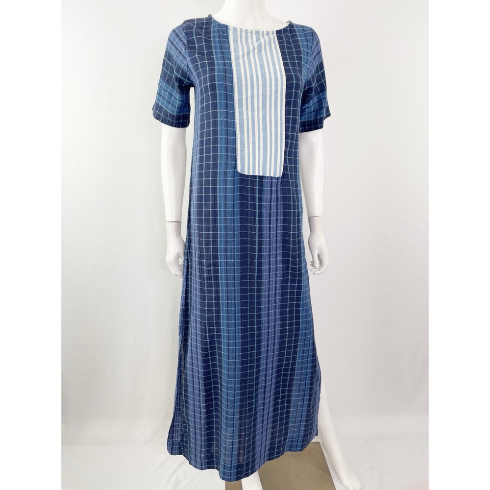Ace & Jig Blue Plaid Maxi Dress Size XS Short Sleeve Casual Summer Lagenlook